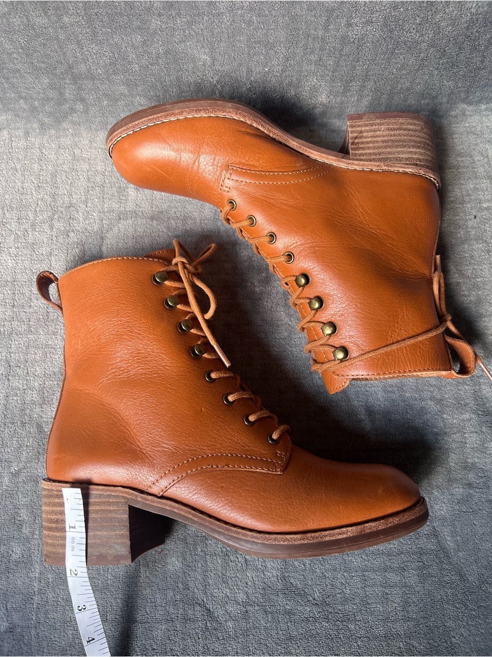 Madewell The Patti Lace-Up Ankle Boots Sz 5 English Saddle Leather Soft Brown - Picture 7 of 16